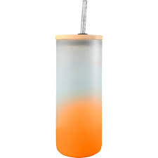 Botella Borosilicato Florida 650 ml c/tapa de bambú y popote de vidrio