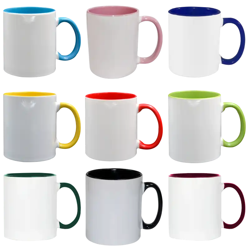 Taza Blanca con Interior y Asa de Color 11 oz