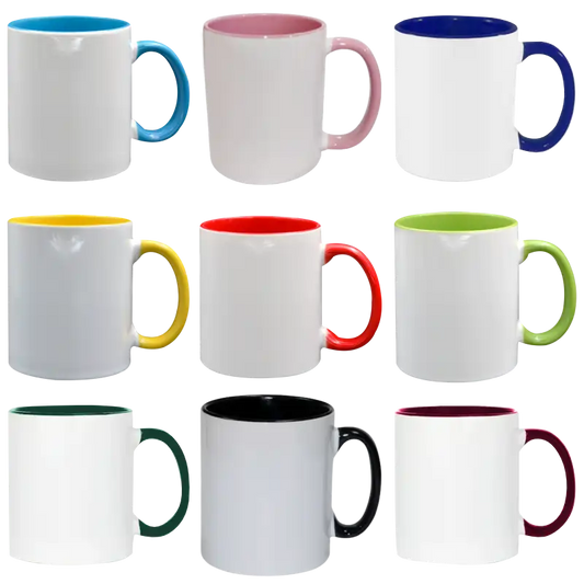 Taza Blanca con Interior y Asa de Color 11 oz