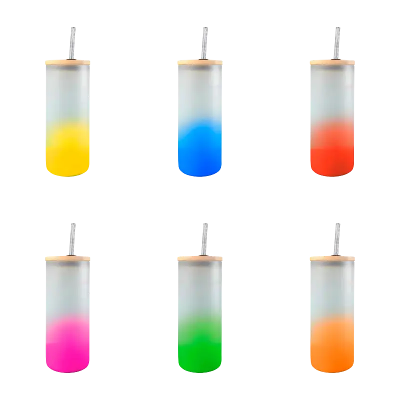 Botella Borosilicato Florida 650 ml c/tapa de bambú y popote de vidrio