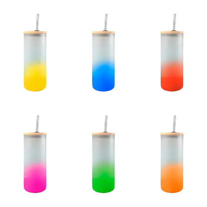 Botella Borosilicato Florida 650 ml c/tapa de bambú y popote de vidrio