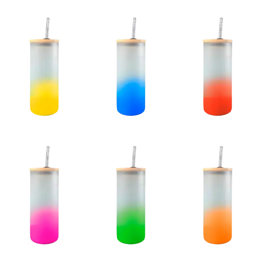 Botella Borosilicato Florida 650 ml c/tapa de bambú y popote de vidrio