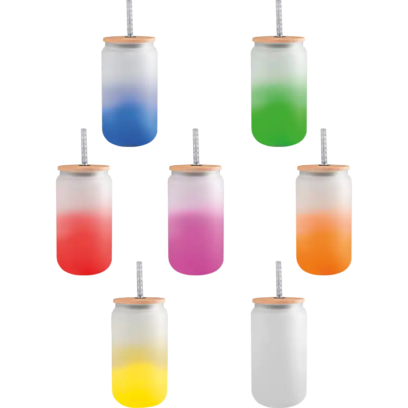 Botella Borosilicato Candy  500 ml c/popote de vidrio